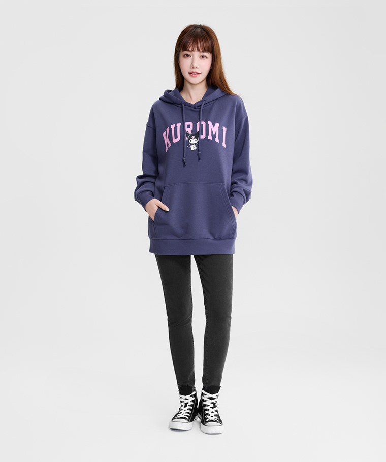 三麗鷗毛圈寬長版印花連帽衫-10-女