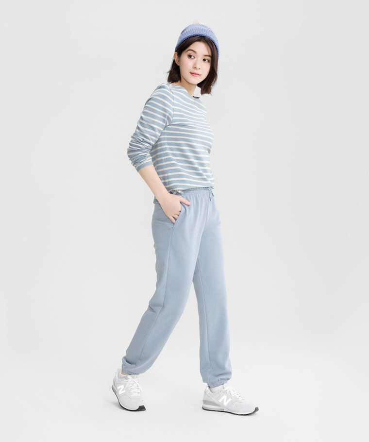 毛圈寬鬆束口長褲-女