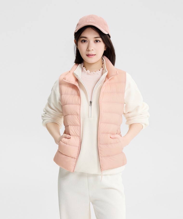 極輕羽絨立領背心-女