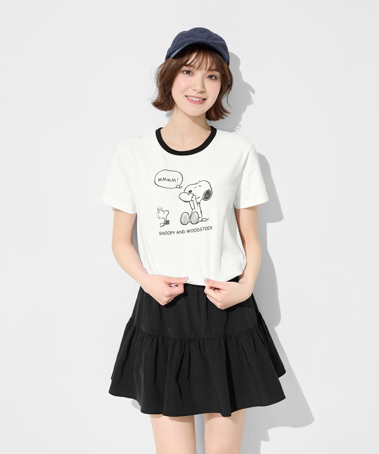 史努比系列竹節棉配色T恤-女