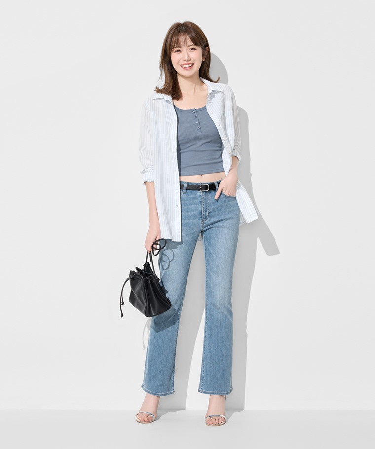 羅紋亨利領短版背心-女