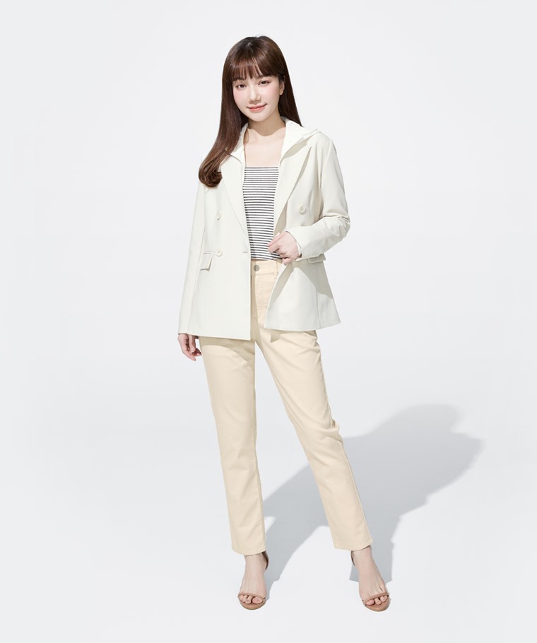 卡其修身直筒長褲-女