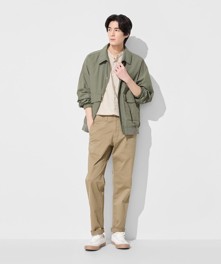 春夏男裝新品：男 · 彈性直筒卡其褲,男 · 棉麻立領短袖襯衫,男 · 棉麻立領短袖襯衫