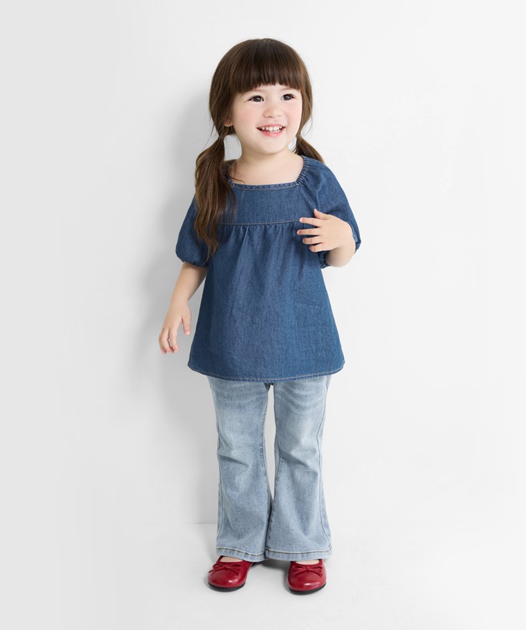 春夏童裝新品：童 · 牛仔泡泡袖上衣