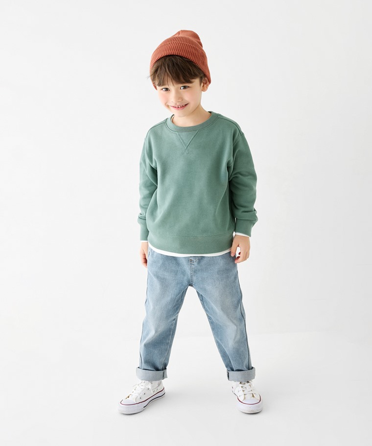 彈性牛仔錐形褲-童