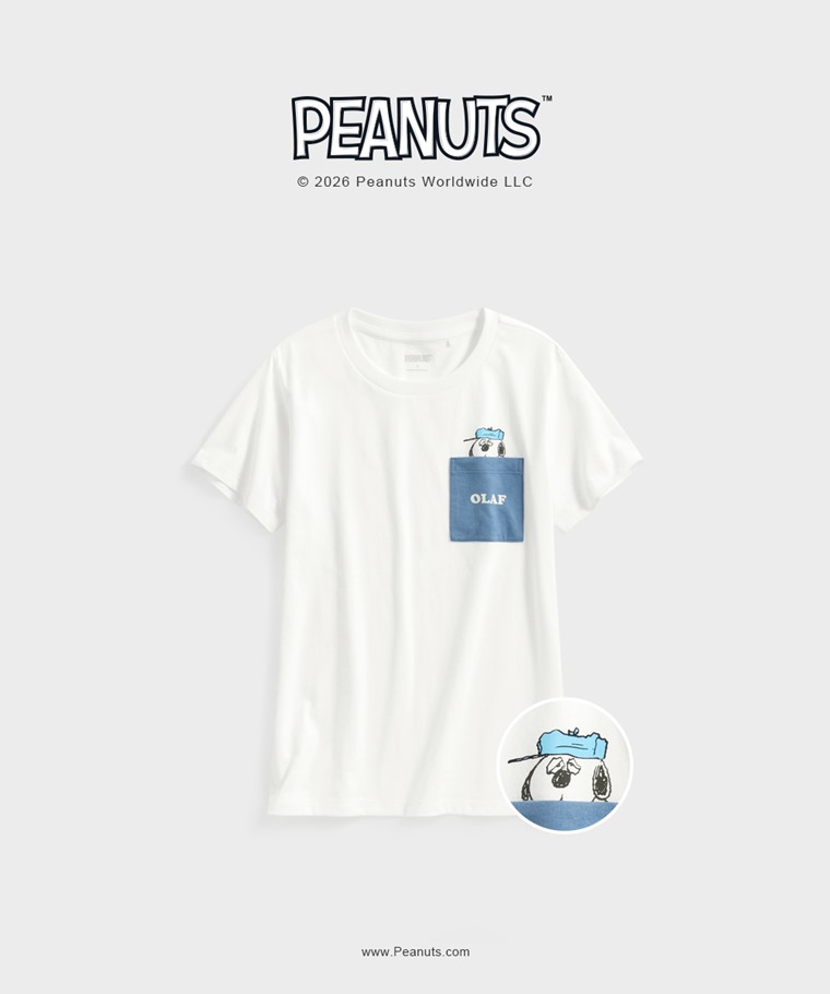 聯名系列T恤-WOMEN：女 · 史努比系列口袋印花T恤-22