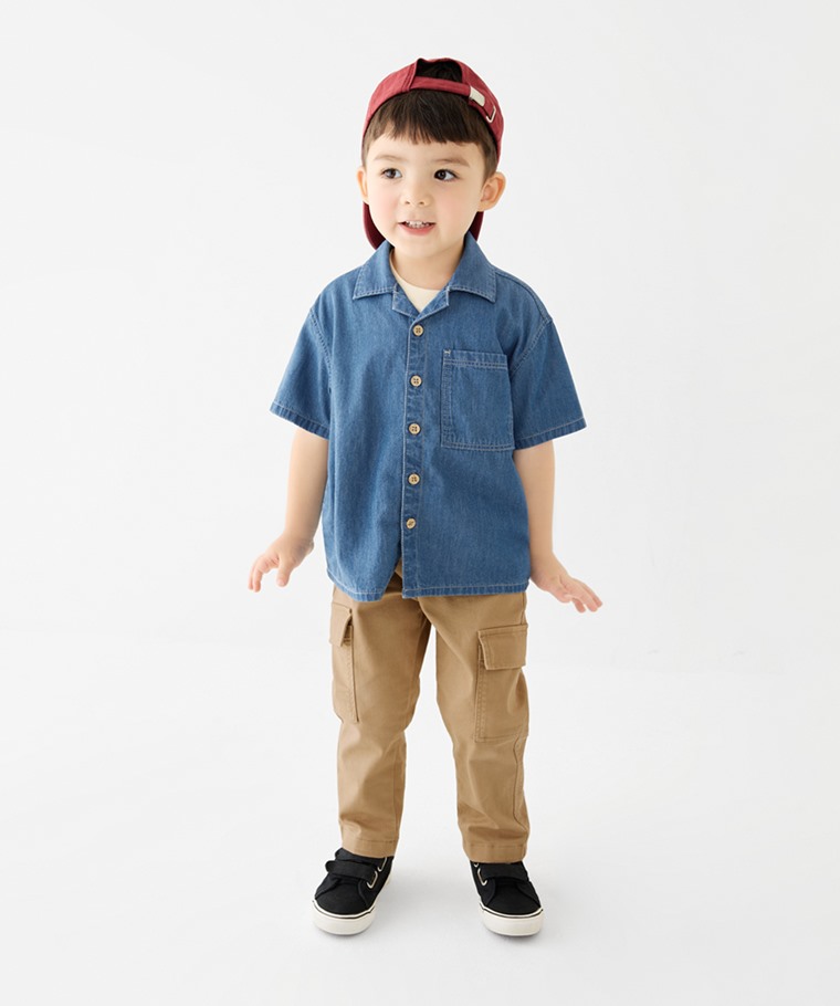 羅紋貼袋長褲-童