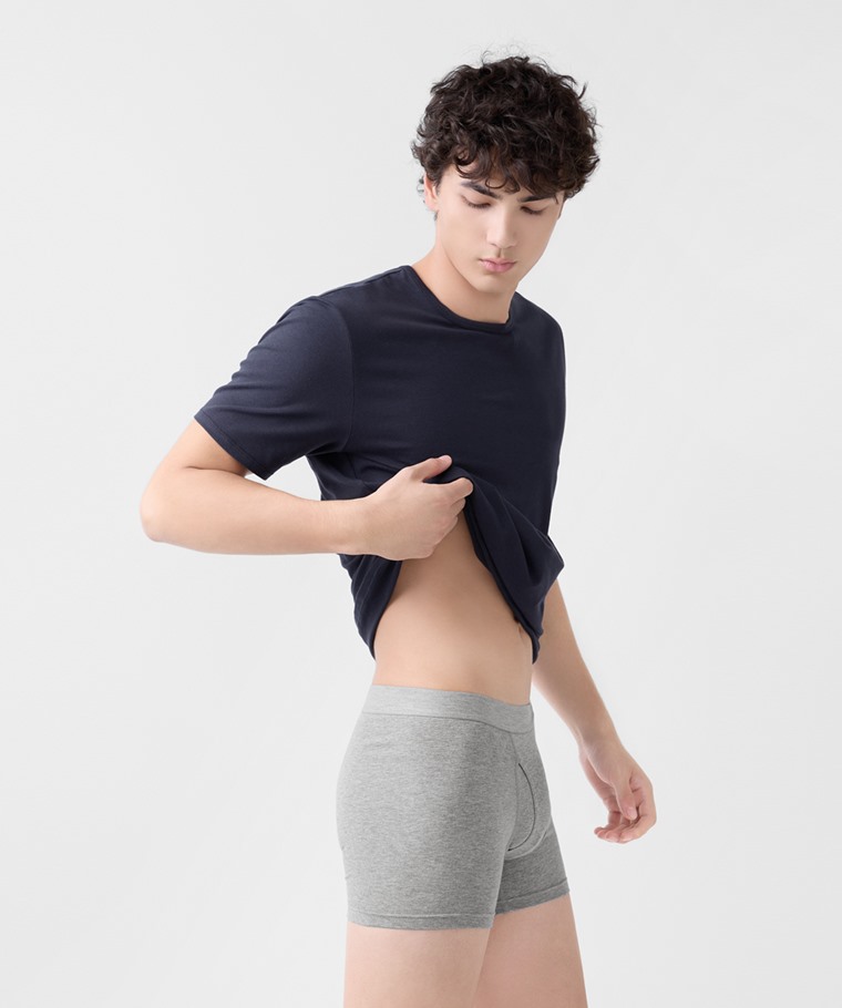 棉質中腰平口內褲-男