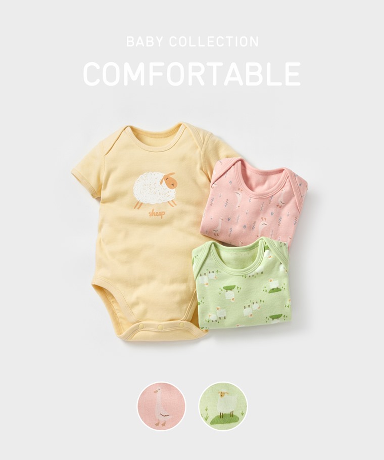 春夏嬰幼兒新品：Baby · 純棉羅紋動物印花包臀衣