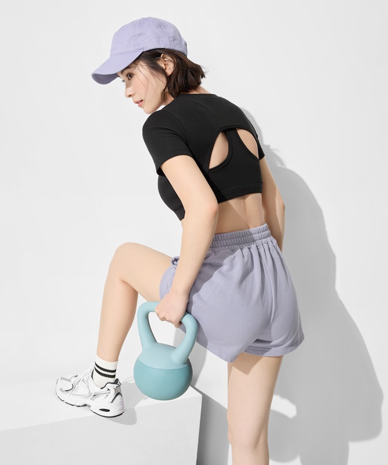 高度支撐電繡美背短版可拆式Bra上衣-女