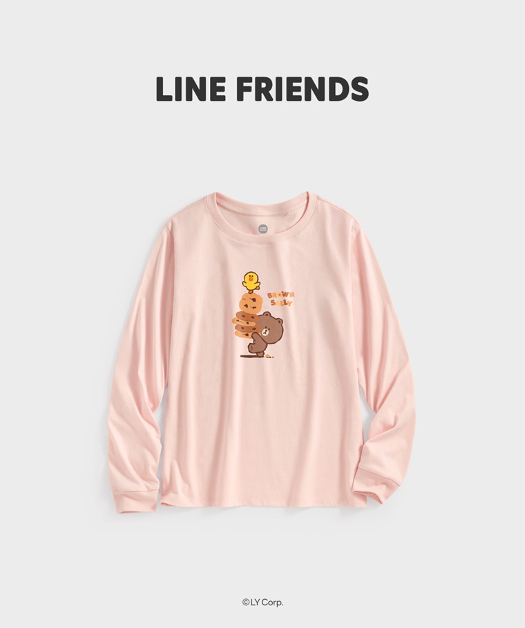 聯名系列T恤-WOMEN：女 · LINE FRIENDS長袖印花T恤-04