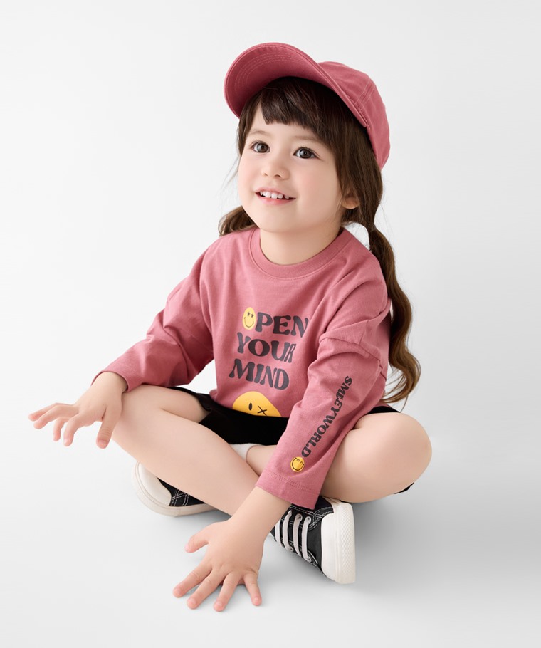 SmileyWorld®竹節棉寬鬆印花T恤-童