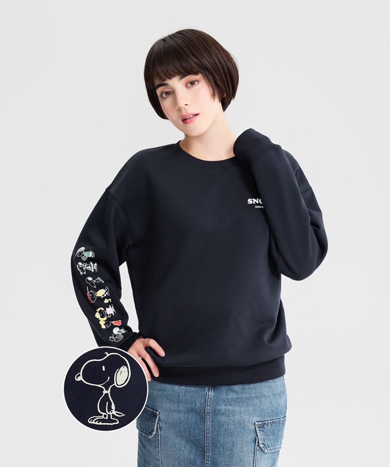 史努比系列刷毛印花圓領衫-12-女