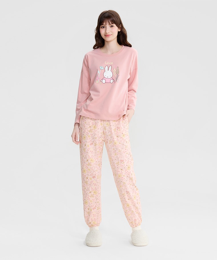 宅家舒適家居系列：女 · Miffy and Friends棉質彈性家居套裝,女 · 麻花中筒襪