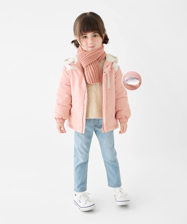 鋪棉拼接連帽外套-童