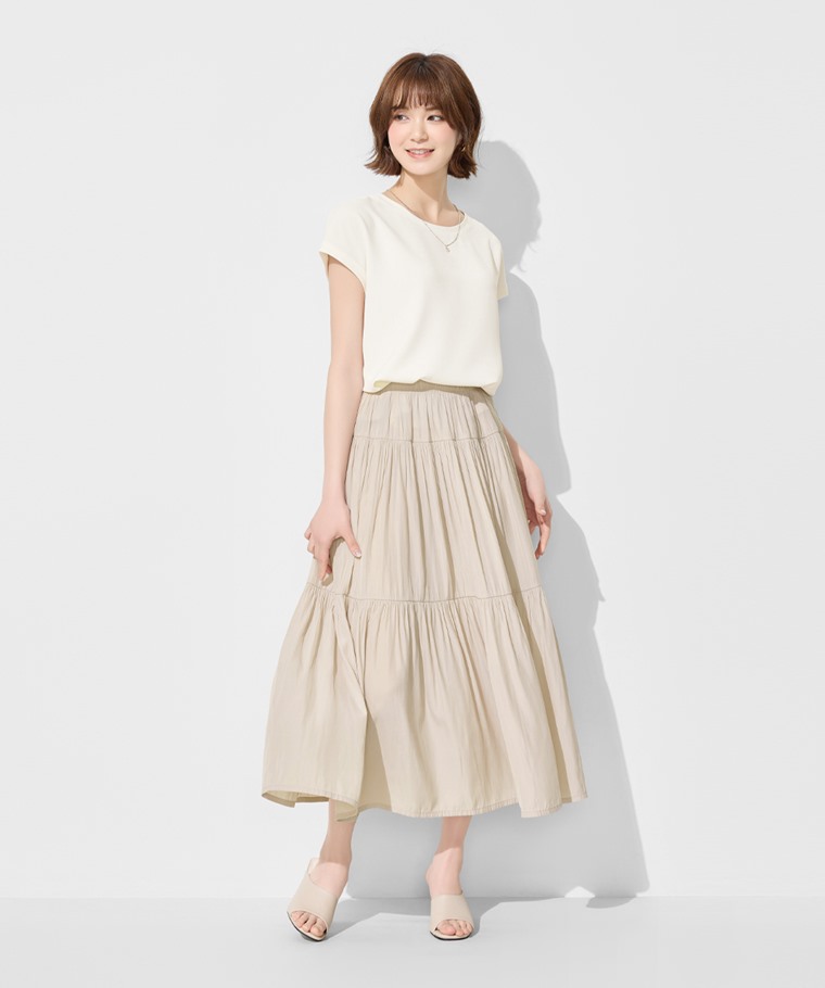 細褶蛋糕長裙-女