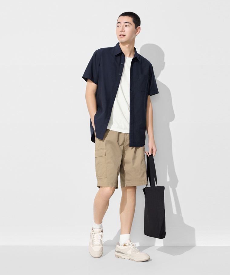 春夏男裝新品：男 · 牛津短袖襯衫,男 · 毛圈中筒襪,男 · 純棉圓領T恤,男 · 鬆緊工裝短褲