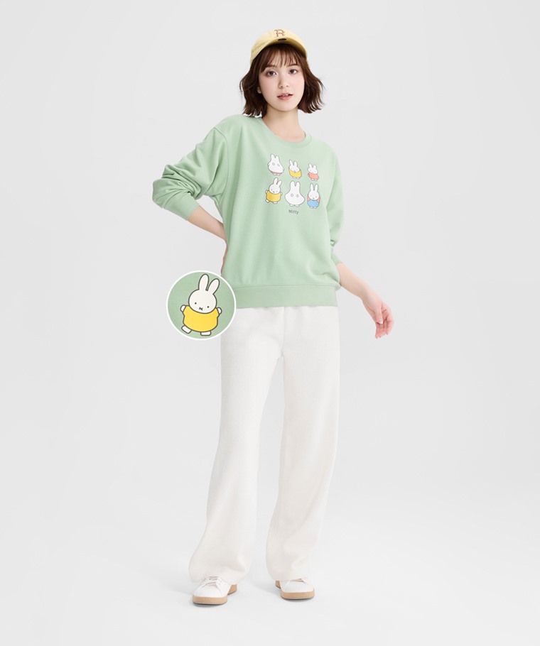 Miffy毛圈寬版印花圓領衫-02-女