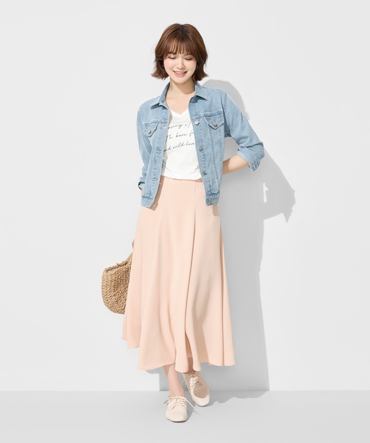 輕柔寬襬八分裙-女