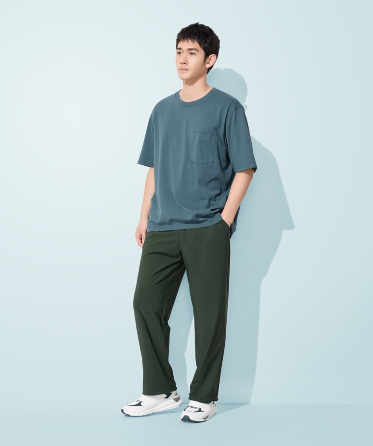 涼感彈力抽繩長褲-男