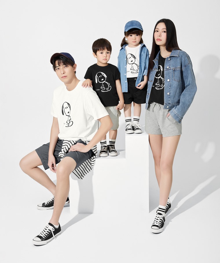 親子/情侶系列：Baby · 史努比系列印花T恤-02,男 · 史努比系列印花T恤-02,童 · 史努比系列印花T恤-02,女 · 史努比系列厚版印花T恤-02,男 · 卡其短褲,女 · 小毛圈口袋短褲,童 · 棉質工裝五分褲,男 · 棉質經典帆布休閒鞋,女 · 羅紋配條中筒襪,女 · 牛仔修身外套