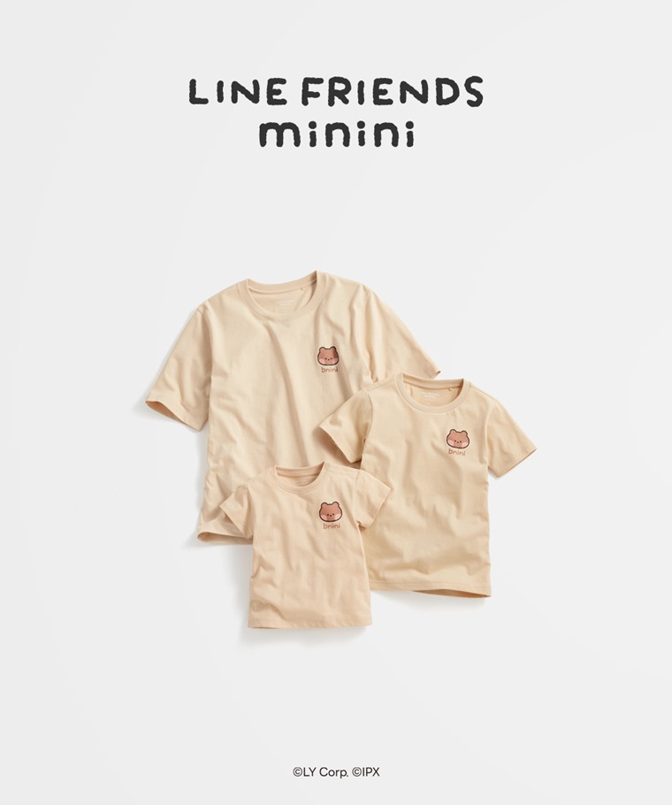 親子/情侶系列：Baby · LINE FRIENDS minini印花T恤-01,童 · LINE FRIENDS minini印花T恤-01,女 · LINE FRIENDS minini寬版印花T恤-01
