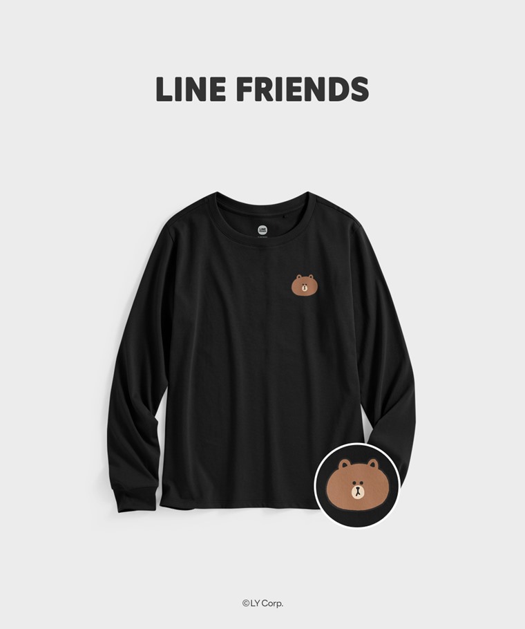 聯名系列T恤-WOMEN：女 · LINE FRIENDS長袖印花T恤-01