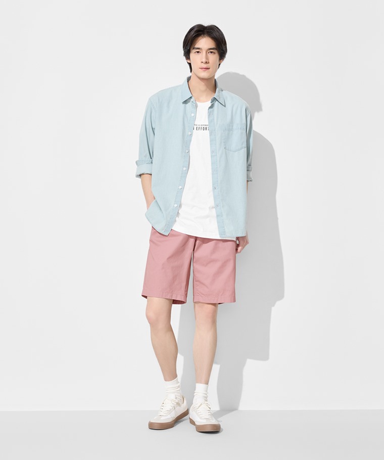 春夏男裝新品：男 · 卡其短褲,男 · 文字厚版印花T恤-04,素面單色長襪