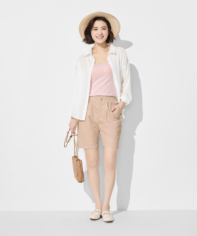 羅紋緊帶五分褲-女