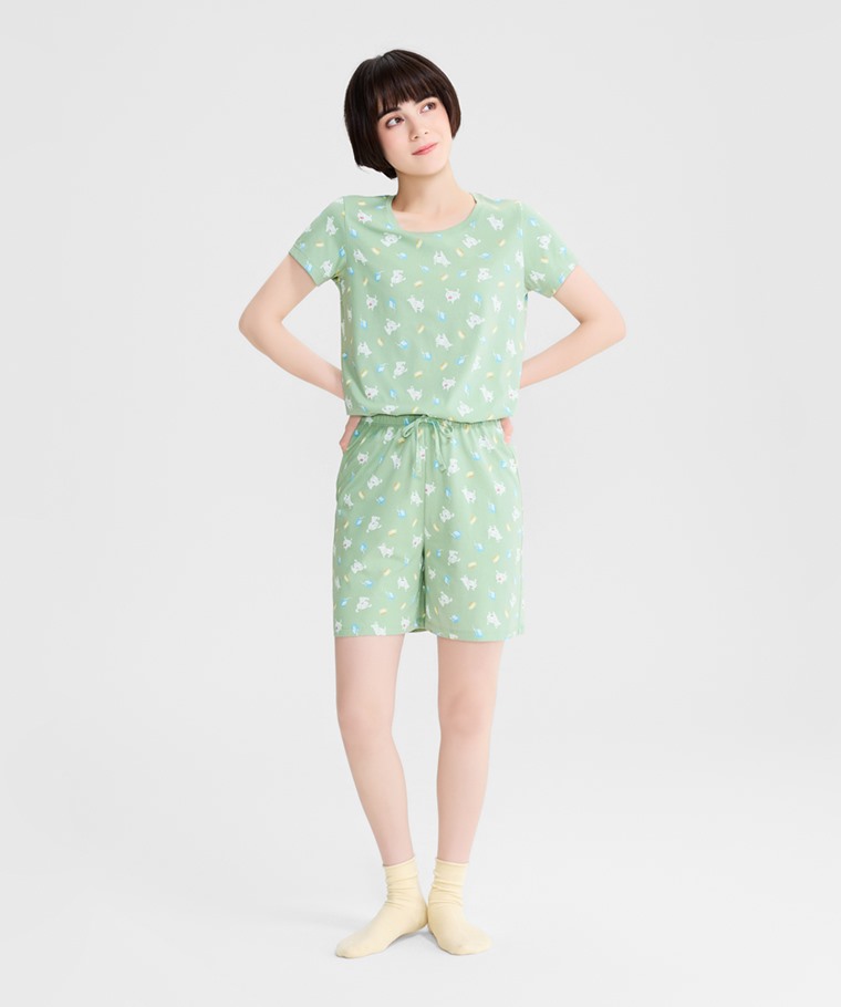 宅家舒適家居系列：女 · 蠟筆小新快乾棉印花家居套裝