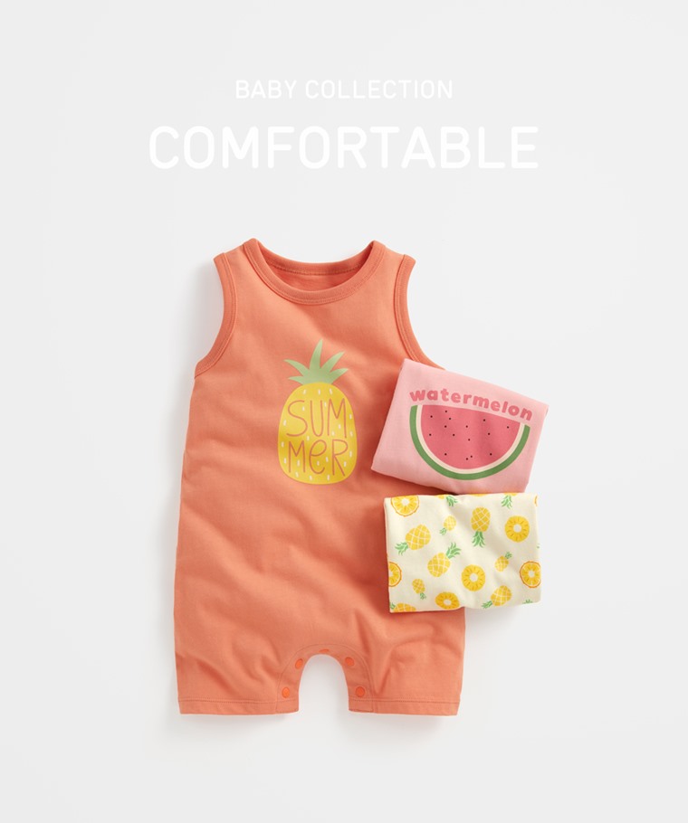 純棉水果印花無袖連身衣-Baby