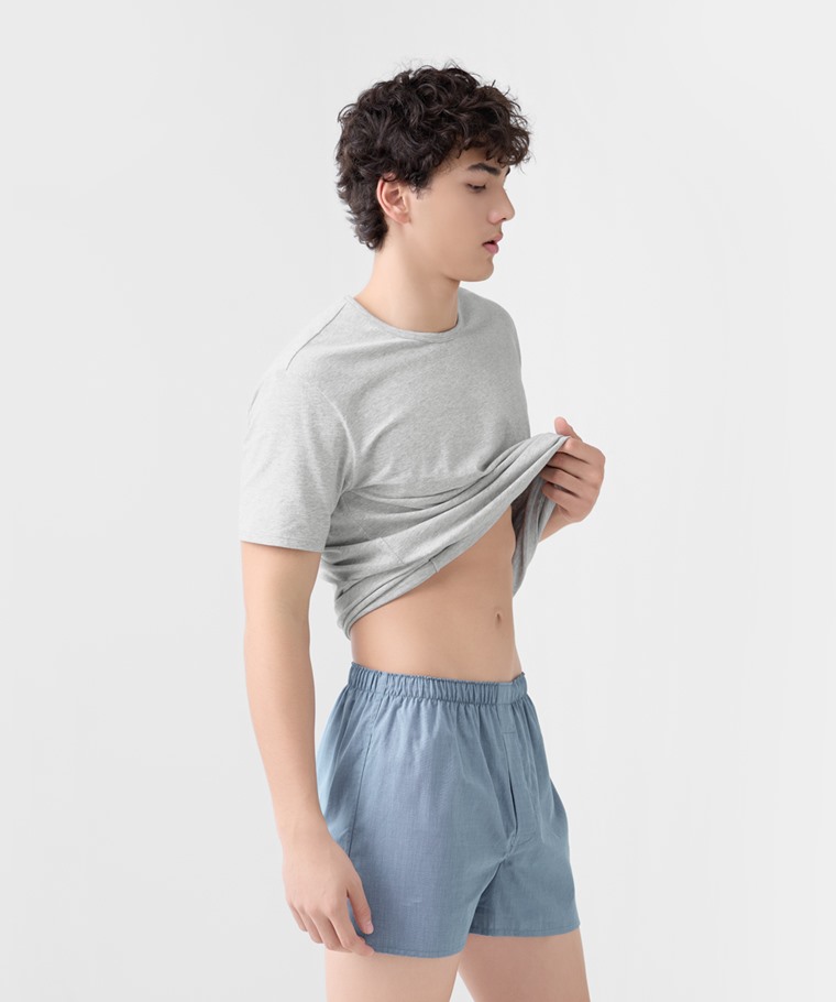 純棉素色四角褲-男