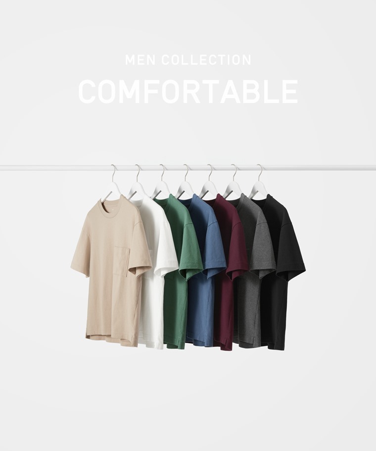 春夏男裝新品：男 · 粗紡寬版口袋T恤