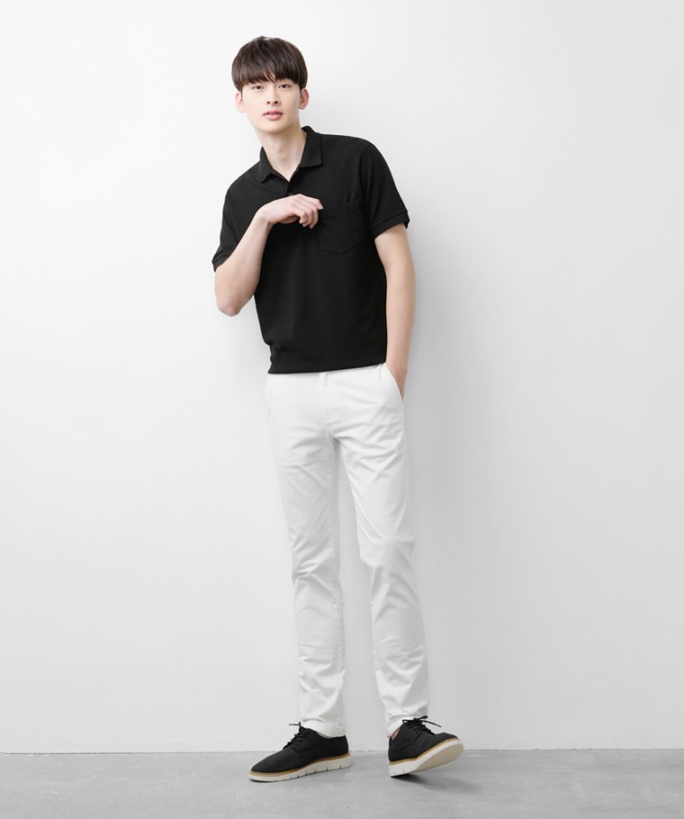 純棉網眼口袋polo衫-男