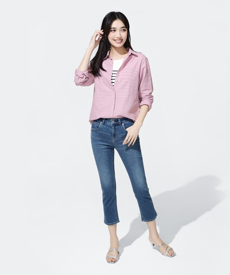 棉麻長袖襯衫-女