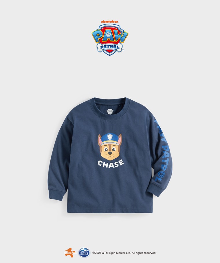 聯名系列T恤-KIDS：童 · 汪汪隊立大功寬版長袖印花T恤-02