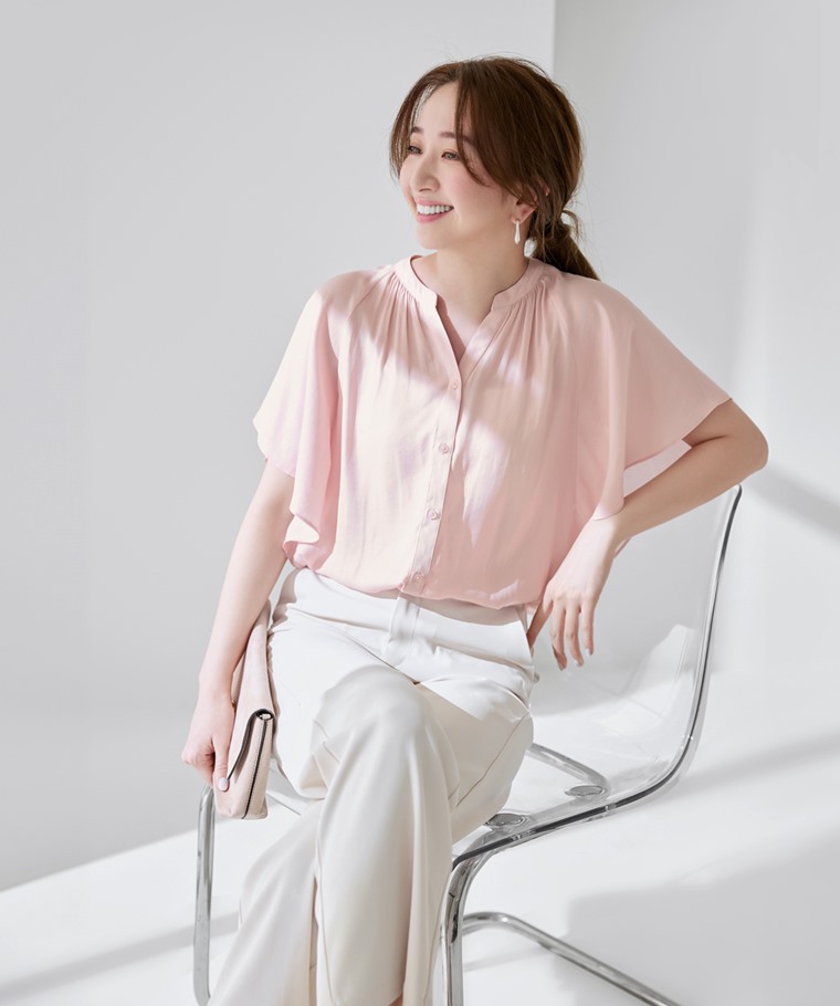 柔光寬版荷葉袖上衣-女