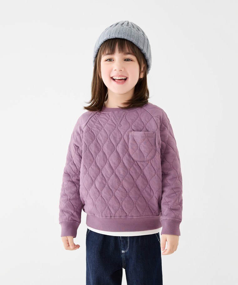 輕型鋪棉長袖口袋上衣-童