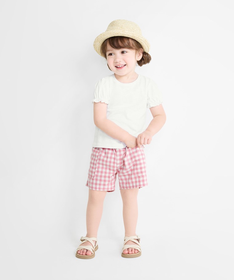 純棉格紋口袋短褲-Baby