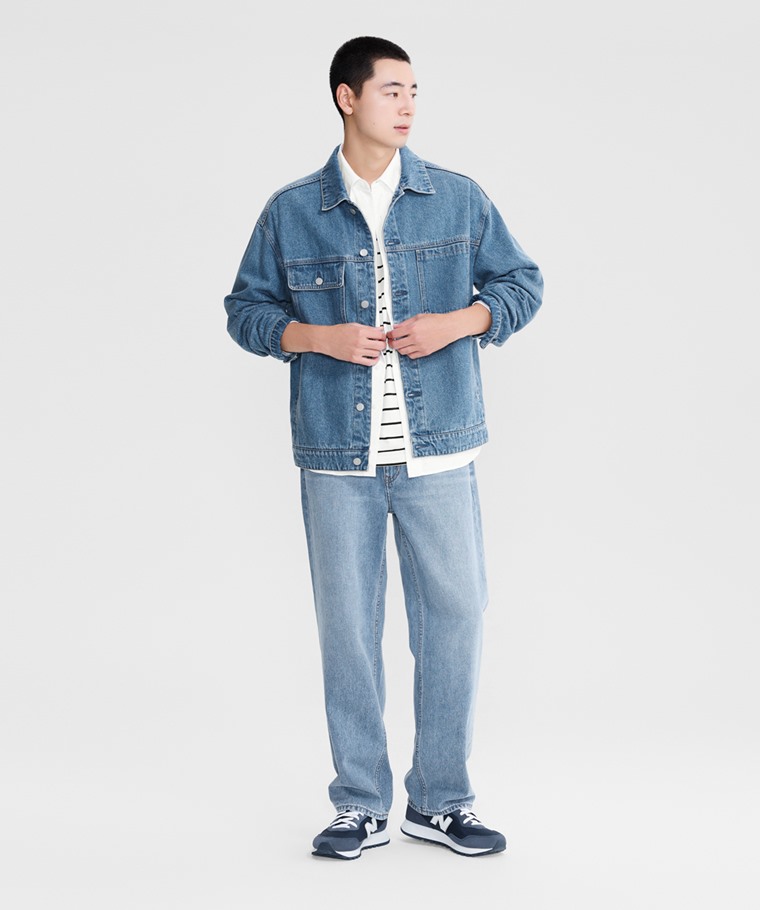 牛仔寬版外套-男