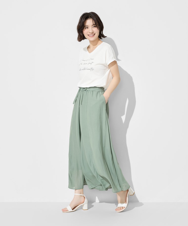 海島絲寬襬褲-女