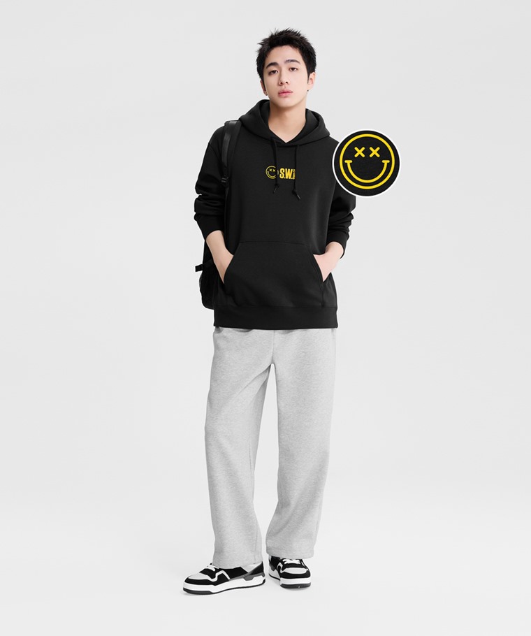 S.W.SMILEY®刷毛印花連帽衫-02-男