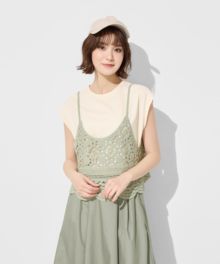 兩件式針織吊帶上衣-女