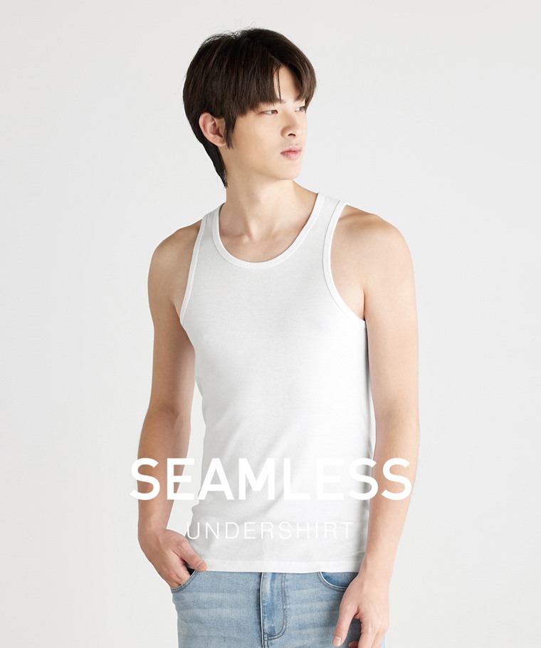無側縫圓領背心(2入)-男