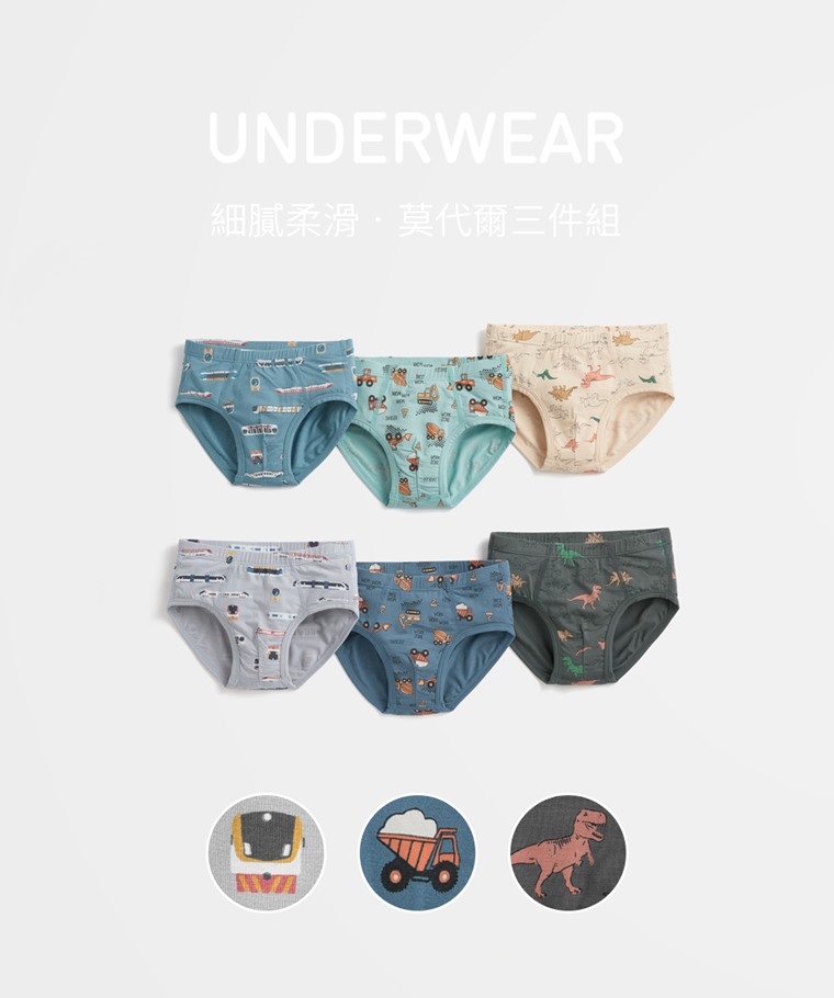 莫代爾印花三角褲(3入)-男童