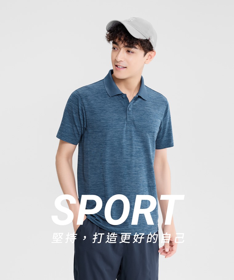 吸排無側縫網眼polo衫-男