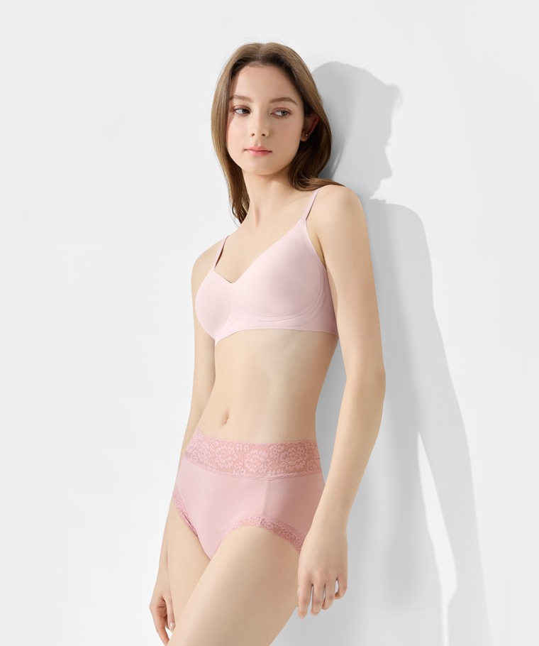 棉質蕾絲高腰內褲-女
