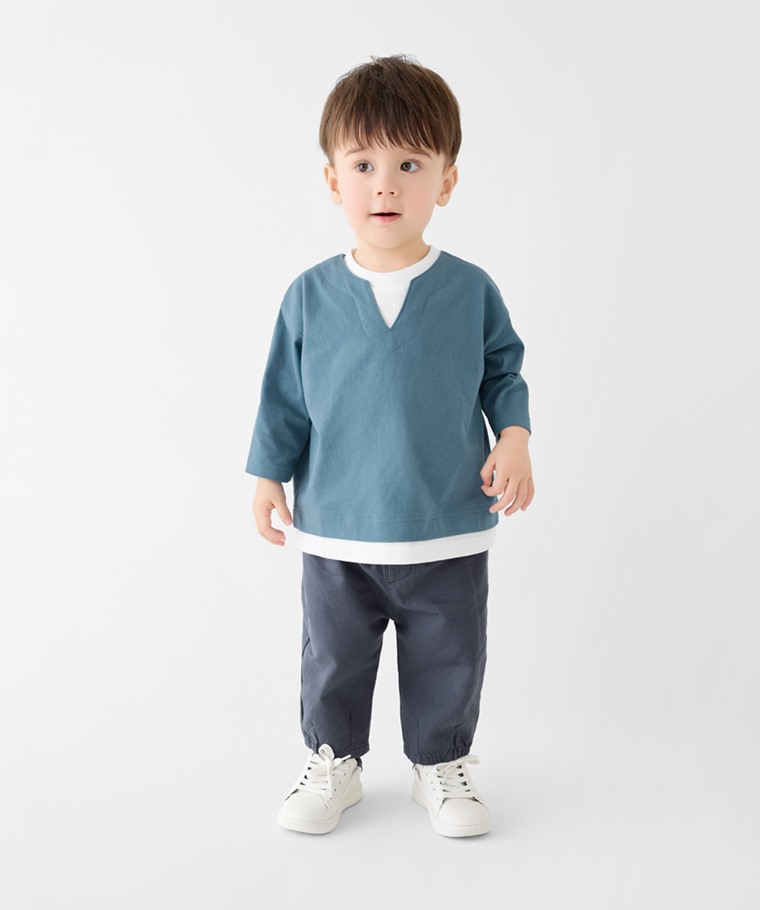 純棉假兩件拼接上衣-Baby