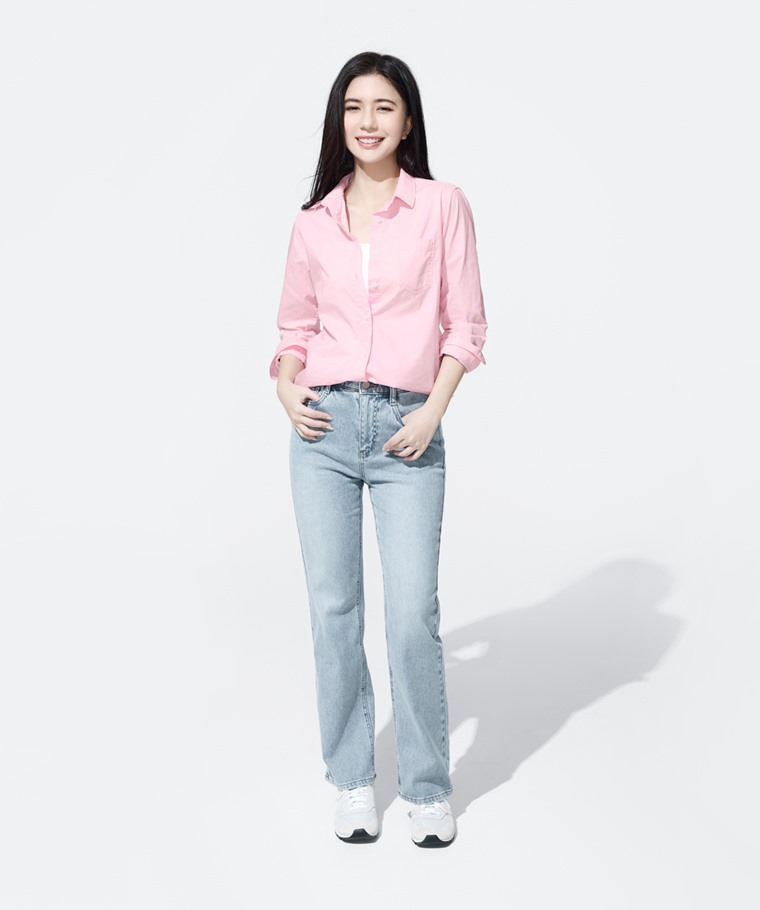 柔棉長袖襯衫-女