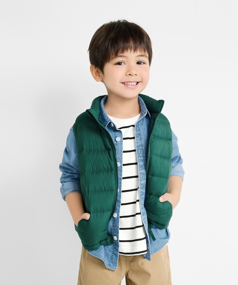 極輕羽絨立領背心-童